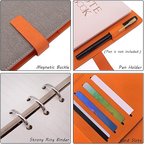 Miniatura 3 de HXRTANGS Cuaderno recargable A5, organizador personal de 6 anillas, con 80 hojas de papel de relleno forrado, calcomanías de planificador,