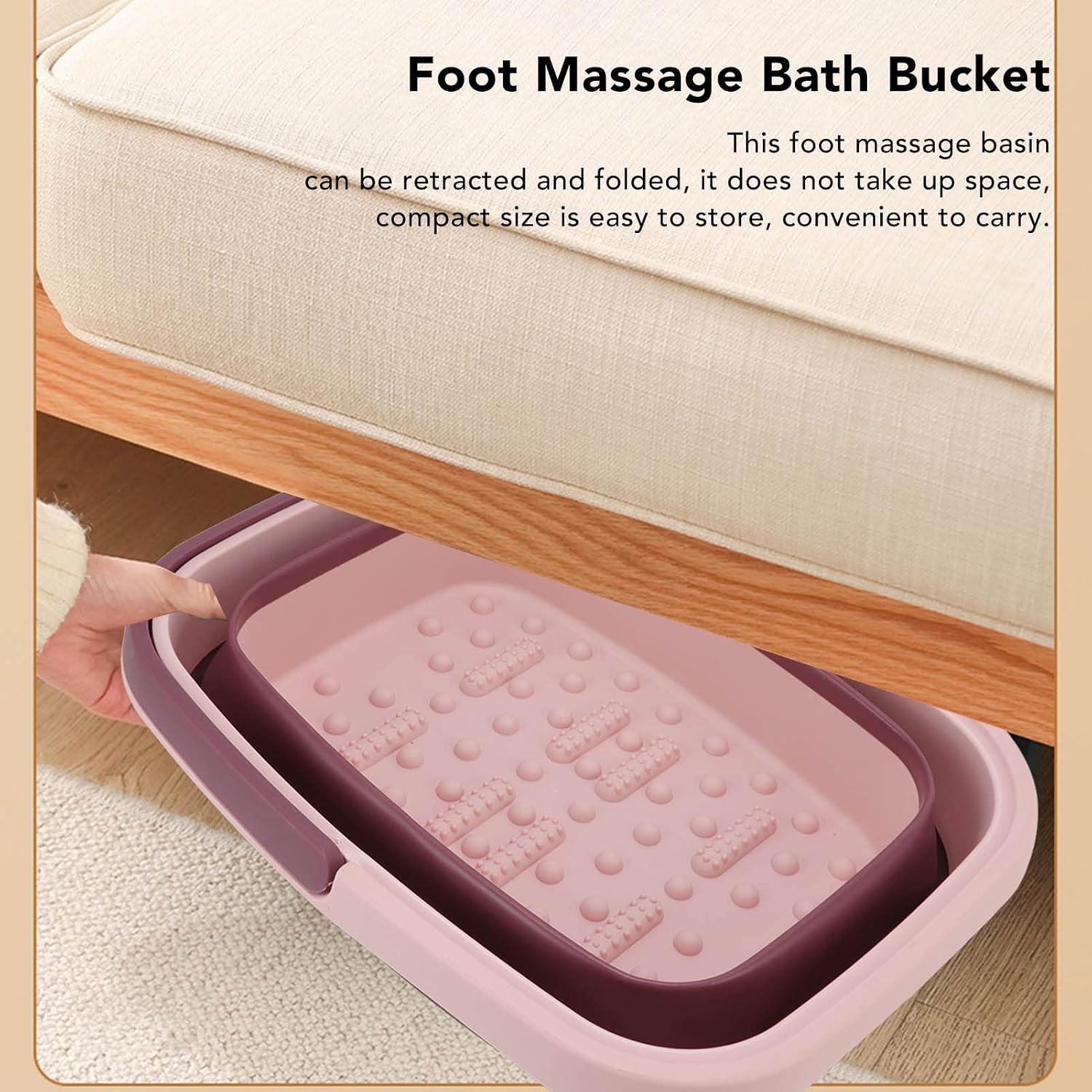Silicone Foot Massage Bath Bucket, Portable Foot Bathtub, Collapsible Foot Soak Tub with Handle, Spa Bath for Dry Cracked Feet, Pedicure Soak, Foot Spa Basin, Multifunction Basin