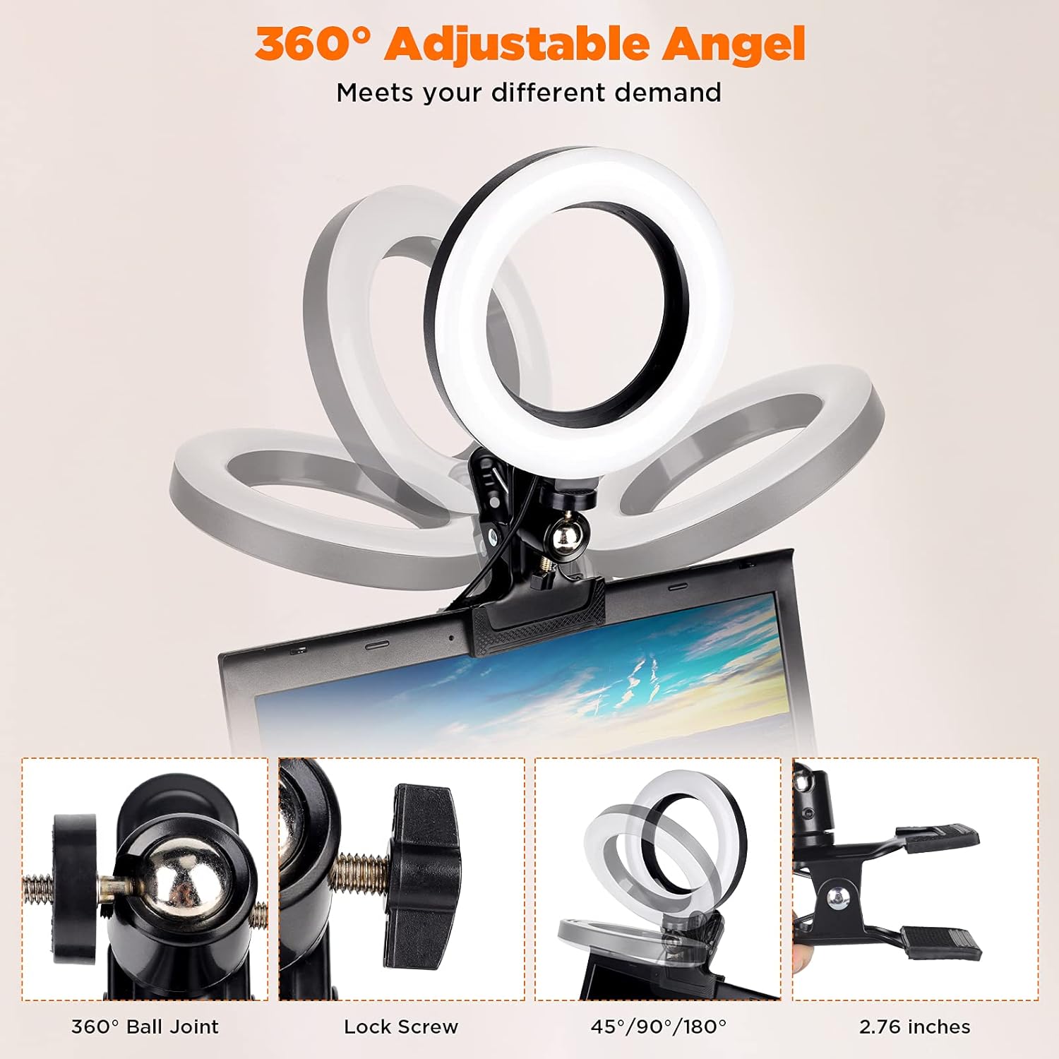 Limited Video Conference Lighting, VICIALL 6.3” Desktop Ring Light with Clip, LED Selfie Ring Light for Video Conference, Zoom Calls, Live Streaming, Photography, Online Teaching, Make UP