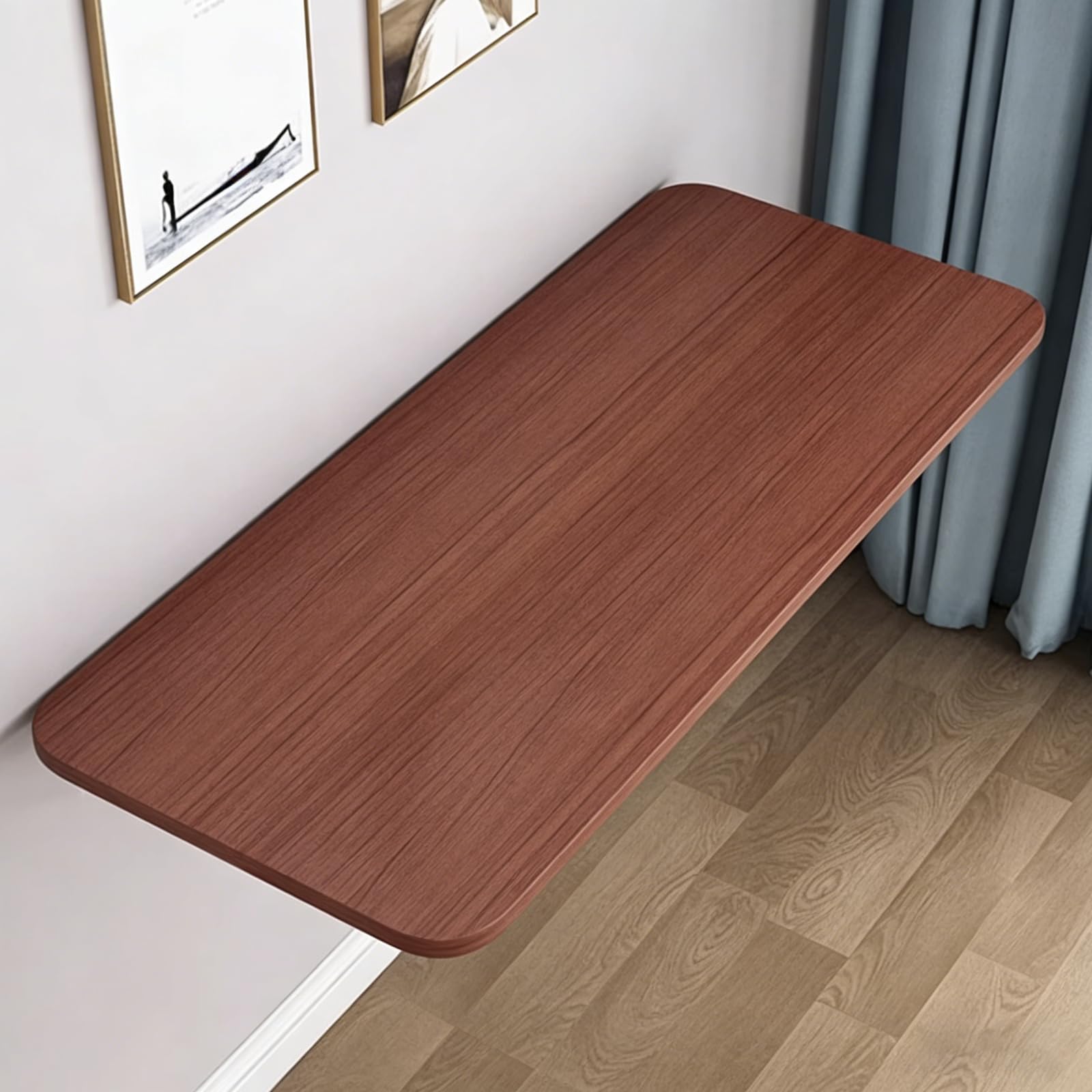 GDMDPTE Space-Saving Folding Wall Table - Wall-Mounted Easy to Store Ideal for Office Study Bedroom Kitchen Laundry & More - Brown 80x40cm/31.5x15.7in