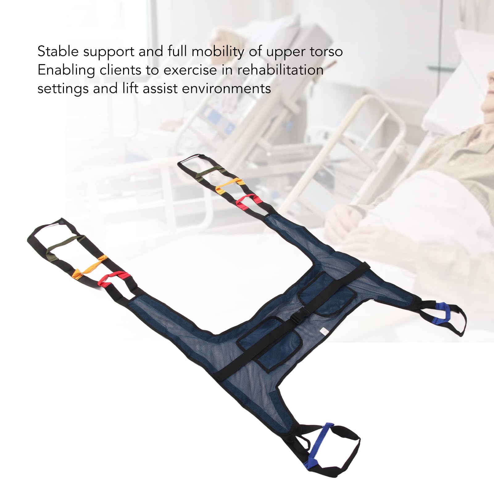 Élingue De Toilette Pour élévateur De Patient, Grande écharpe En Maille, écharpe De Toilette Rembourrée En Nylon, Aide Au Transfert Pour L'entraînement à la Marche Debout, Maille Bleu Foncé En Forme D