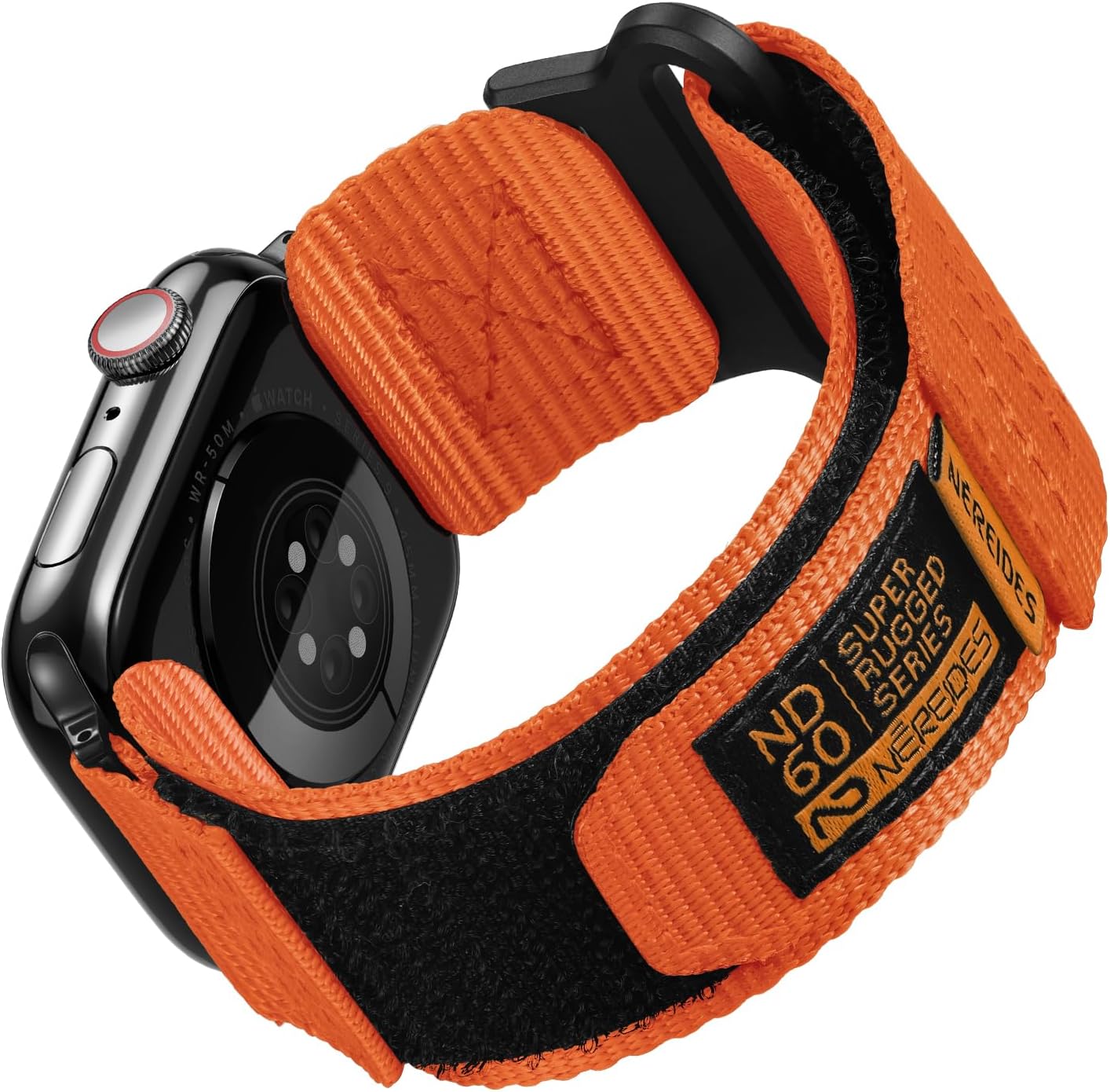 Compatible with Apple Watch Series10 Strap Series 9/8/7/6/5/4/SE/SE2, Nylon Sports Strap with Woven Design for 46 mm/45 mm/44 mm (L, Orange)