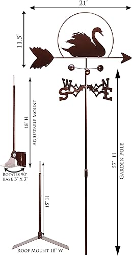 Miniatura 3 de SWEN Products Veleta SWAN Bird (soporte de techo incluido)