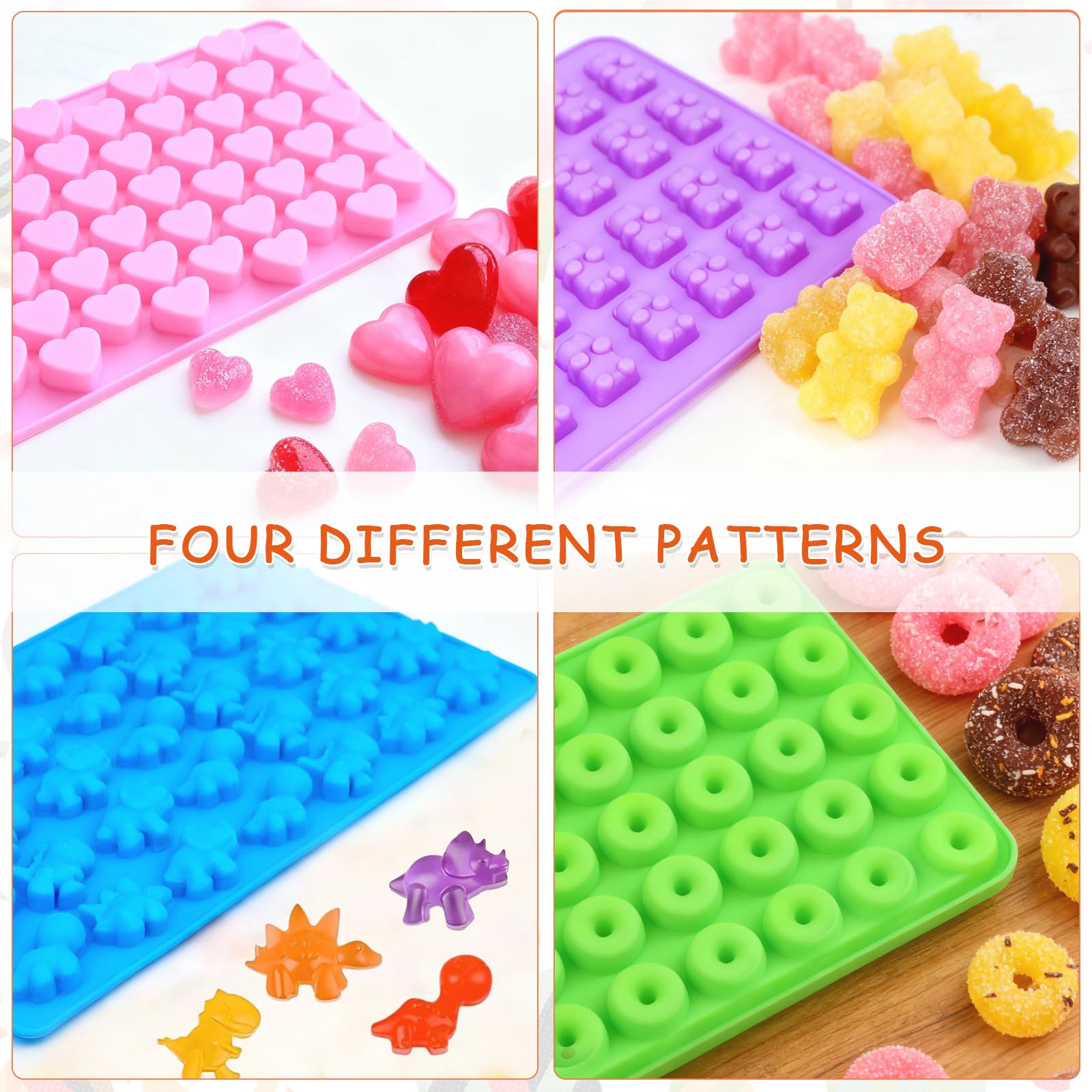 Pmueuff - 4 Moules à Bonbons En Silicone Sans BPA Réutilisables, Avec 2 Compte-gouttes : Idéal Pour Chocolats, Biscuits Maison, Glaçons