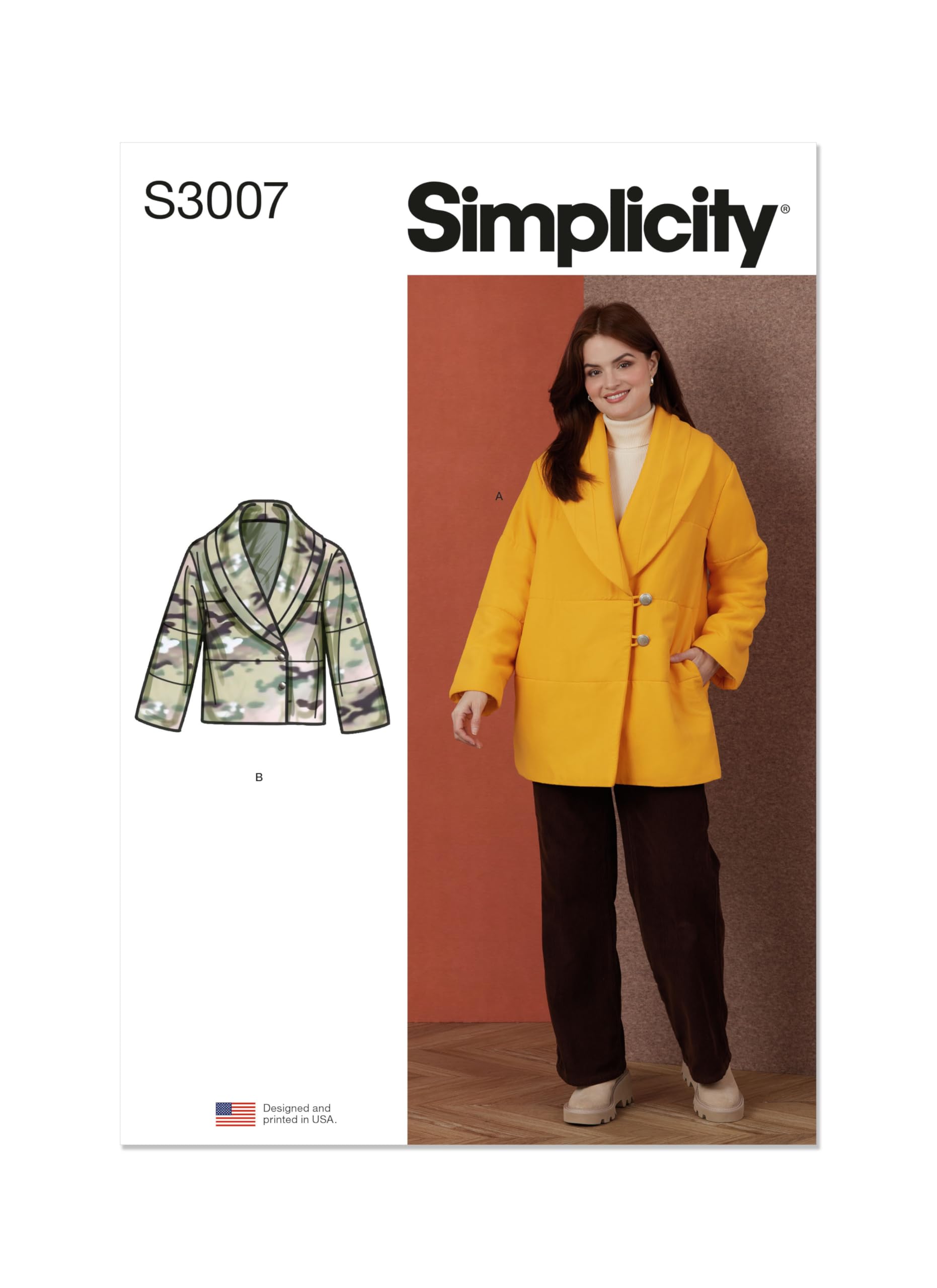 Patron couture manteau femme Simplicity SS3007A coupe tailleur