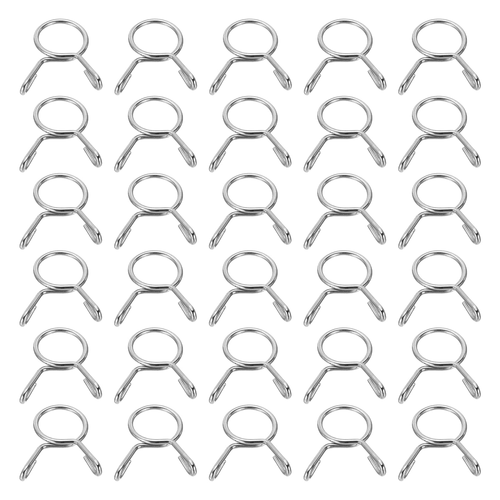 sourcing map Fuel Line Hose Clips 30Pcs 10.5mm ID 11.9mm Clamp Dia. 304 Stainless Steel Tubing Spring Clips Clamps Assortment for Air Hose Tube Water Pipe Motorcycle Scooter ATV, Silver