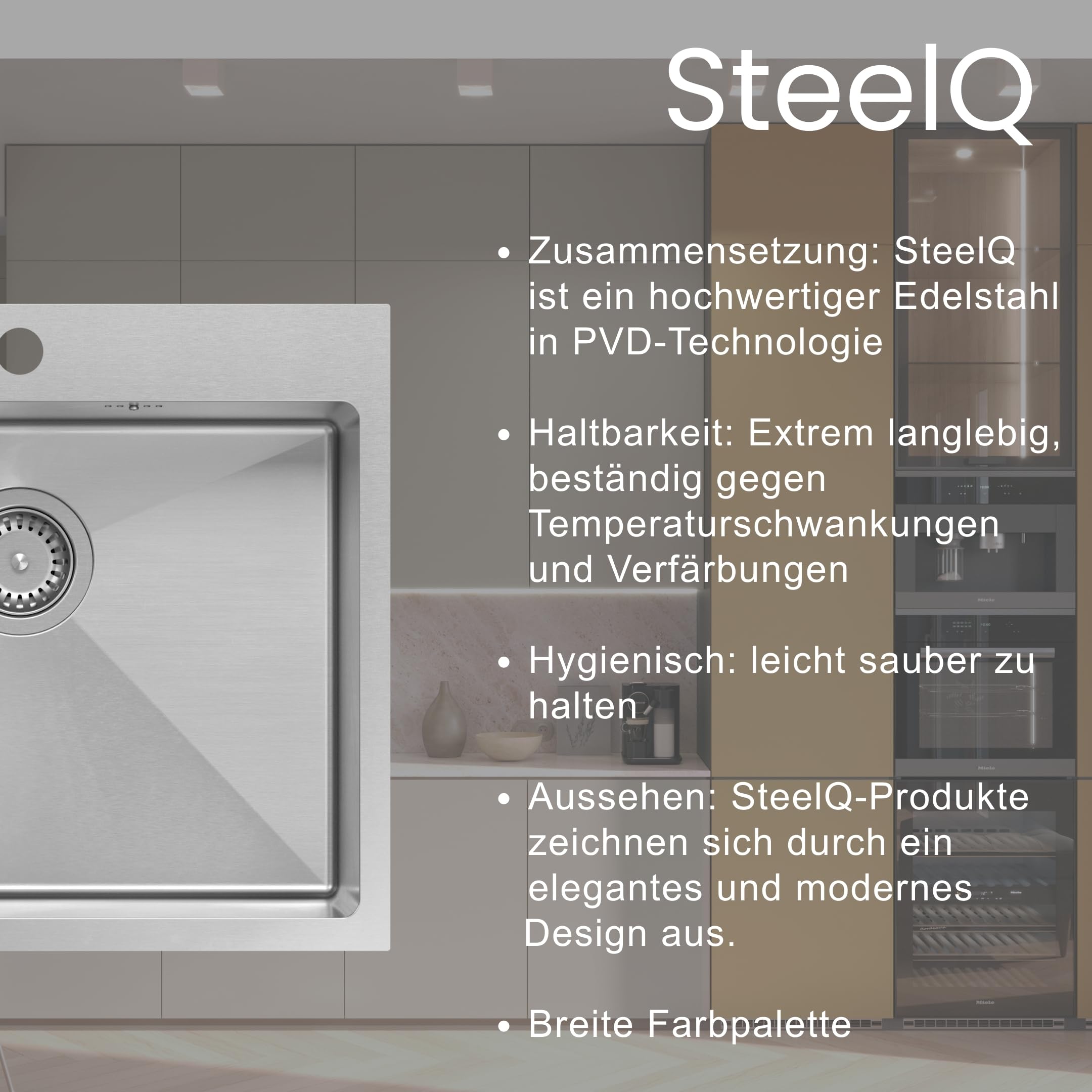 QUADRON Spülbecken Einbeckenspüle Edelstahlspüle | Größe 78 x 48 x 20 cm Farbe: Stahl | RUSSEL 111 Einbauspüle mit Hahnloch | Einzelbecken Küchenspüle mit Stahlkammer Edelstahl Stahlspüle
