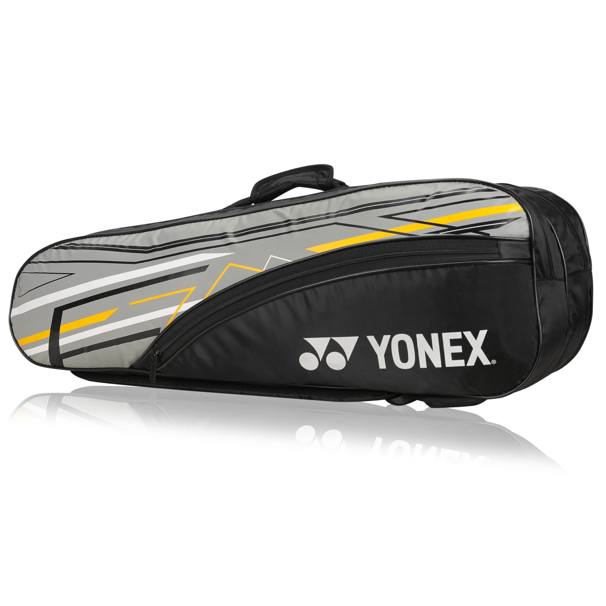 Yonex Elegante borsa per kit da badminton, doppio scomparto con cerniera per riporre 6 racchette e vestiti, tasca laterale, cinghie posteriori, scomparto per accessori, realizzata in India