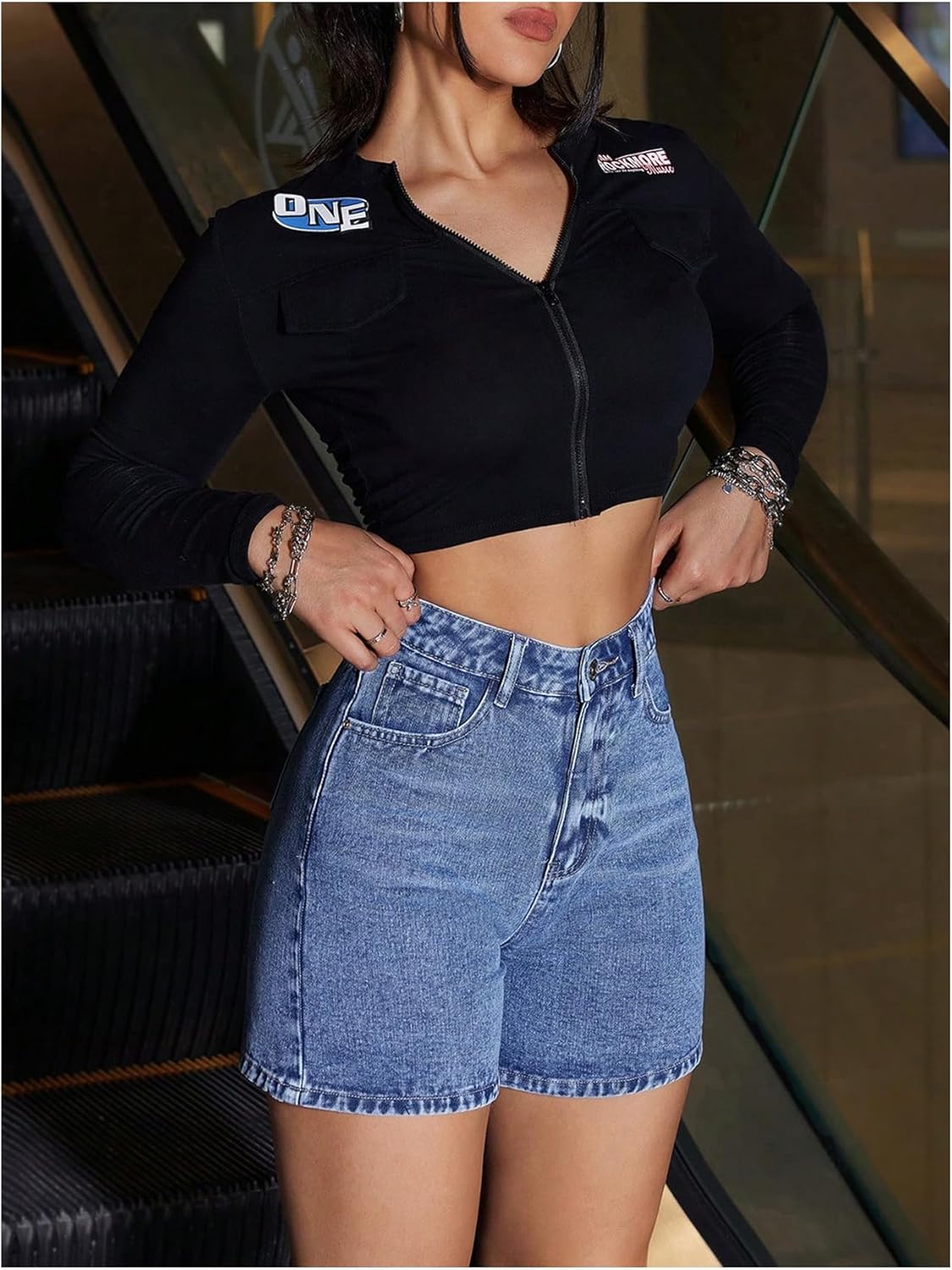 Floerns Women's High Waist Denim Shorts Summer Straight Leg Jean Shorts with Pocket - Image 5