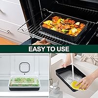 Vista 7 de P&P CHEF Molde para horno tostador con tapa, bandeja rectangular antiadherente para hornear y asar, núcleo de acero inoxidable y cubierta