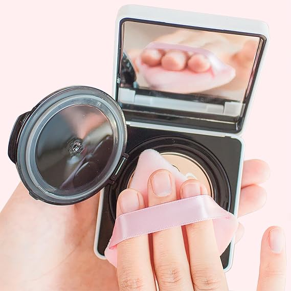 8 Pcs Powder Puff Face Triangle,2 Colors Face Makeup Puff Wet Dry Dual-Use,Face Powder Puff for Under Eye Makeup Applicator(Pink&Black)