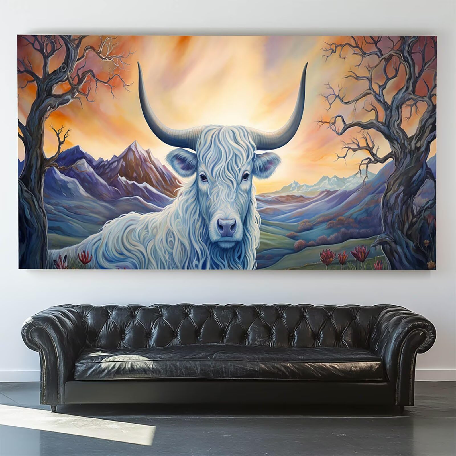 Pintar por Numeros Adultos Ganado, Pintar por Numeros Niños Kit Manualidades Adultos Árbol Cuadros para Pintar por Numeros Pintura Acrílico, Cuadros Decorativos Regalos Para Mujer 80X160cm 7w-8-2
