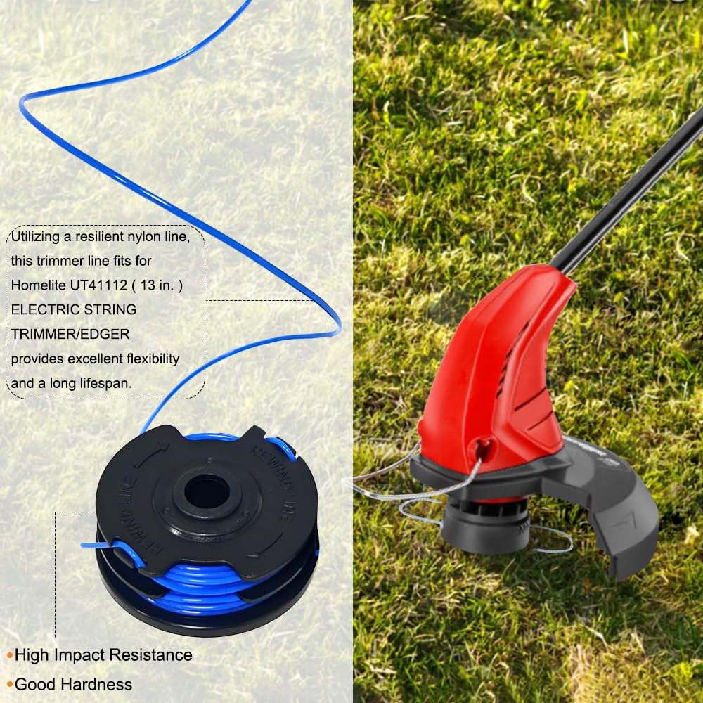 6 Ersatzspulen + 2 Kappen Für Homelite Rasentrimmer – AC41RL3/AC41RDLB, 8,2 M Schnur, 1,65 Mm