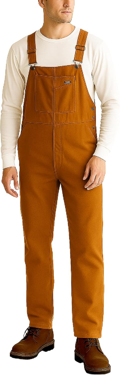 Bass Creek Outfitters Mens Bibs Overalls - Heavy Duty Duck Canvas Safety Workwear Insulated Bibs Overalls for Men