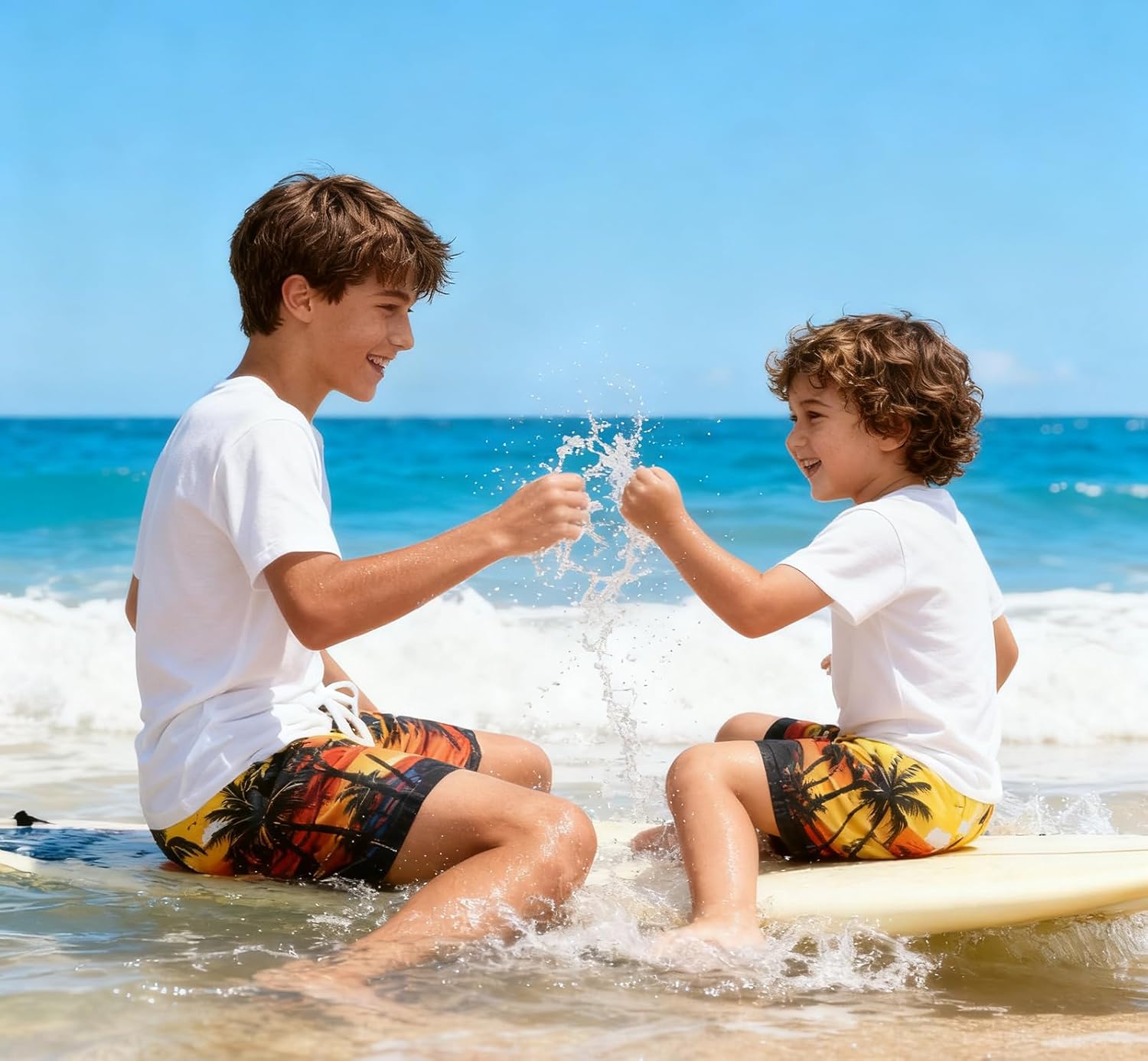 westwolf Boys Swim Trunks with Compression Liner Toddler Boys Swim Shorts Boxer Brief Board Shorts Swimming Set 5-18T - Image 3