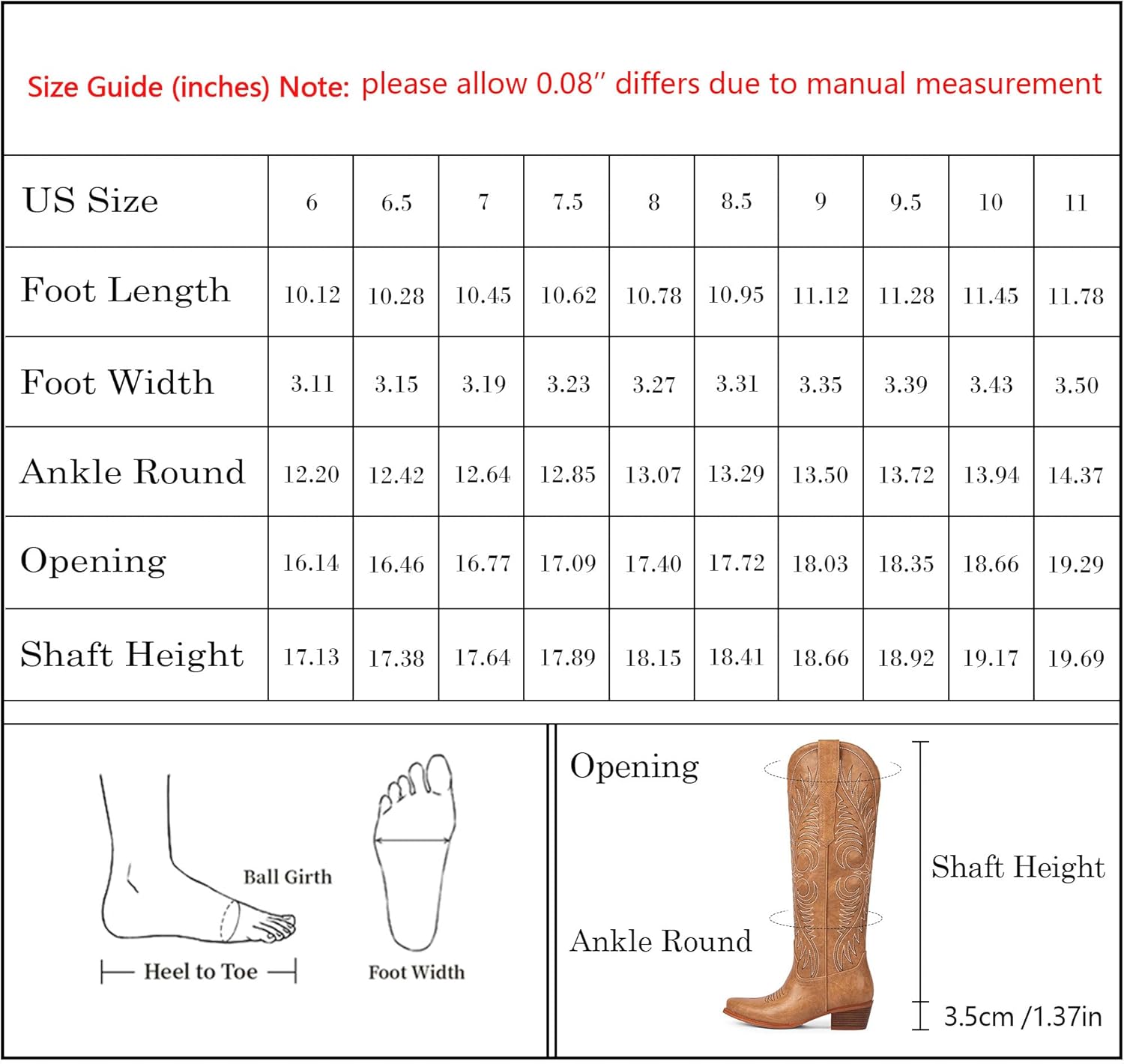 Modatope Cowboy Boots for Women Knee High Cowgirl Boots Embroidered Pointed Toe Chunky Heel Western Boots Pull On Wide Calf Tall Boot - Image 8