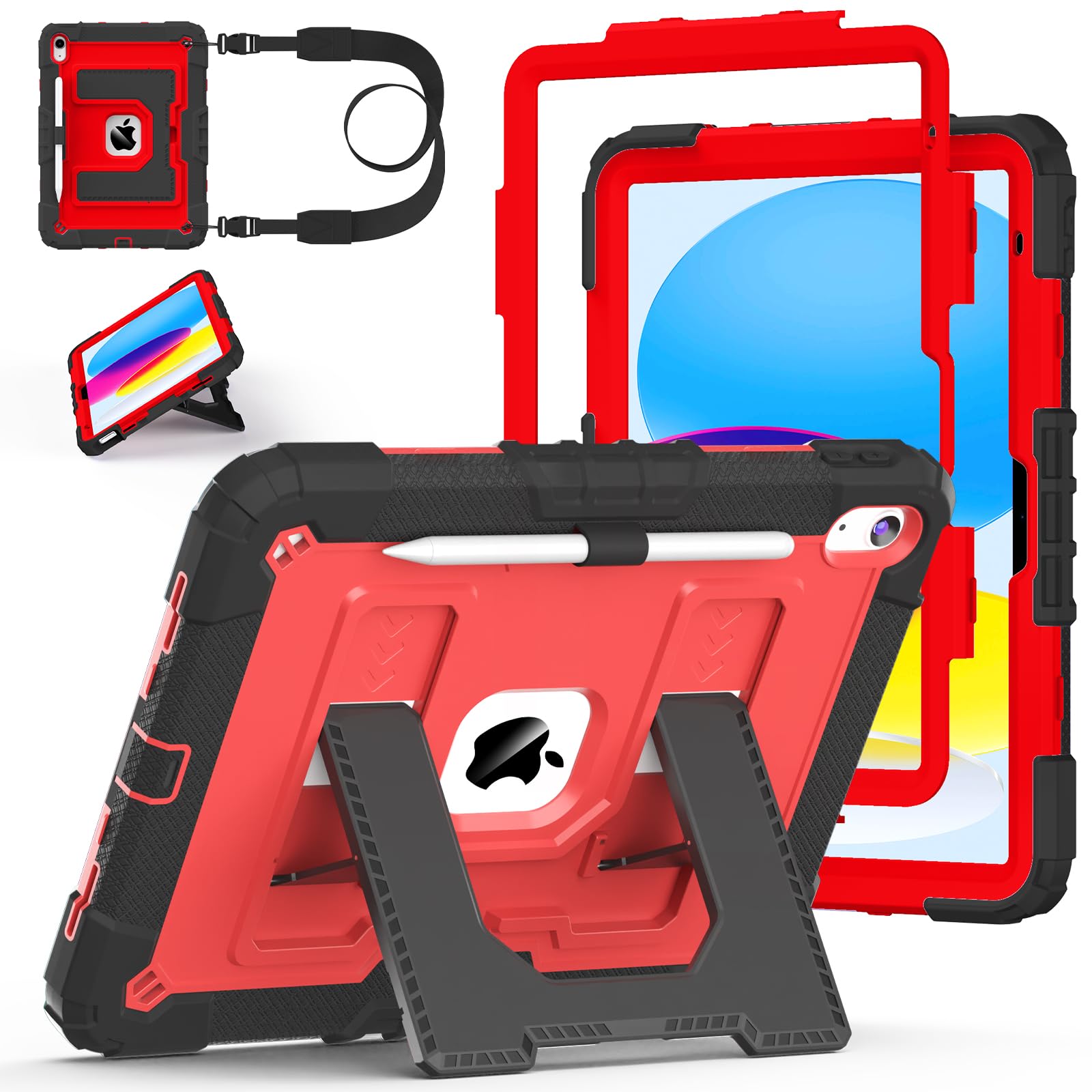 Case for iPad A16 11th/10th Generation 11/10.9 Inch 2025/2022, Ubearkk for iPad a16 case Military Grade Fully-Body Rugged Shockproof Cases with Large Kickstand Pen Holder Shoulder Strap,Parent