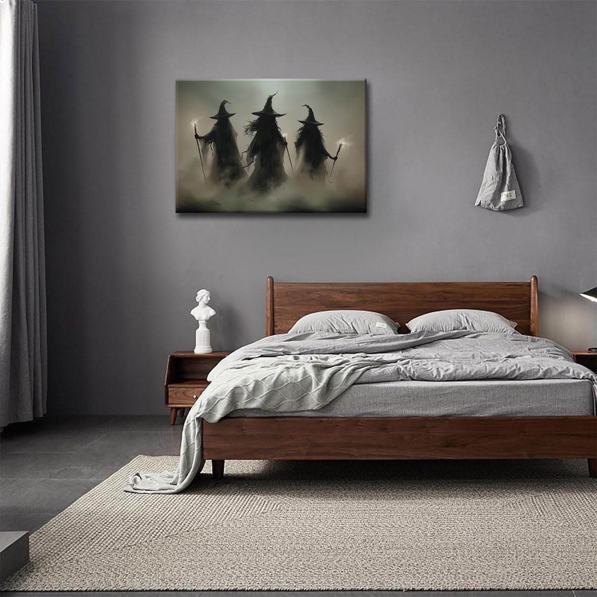 ILLBDR Halloween Vintage Witchy Wall Art Prints Creepy Gothic Dark Moody Pictures Decor Dark Academia Witches Victorian Painting Canvas Posters for Bedroom Bathroom 16x24 inch Framed