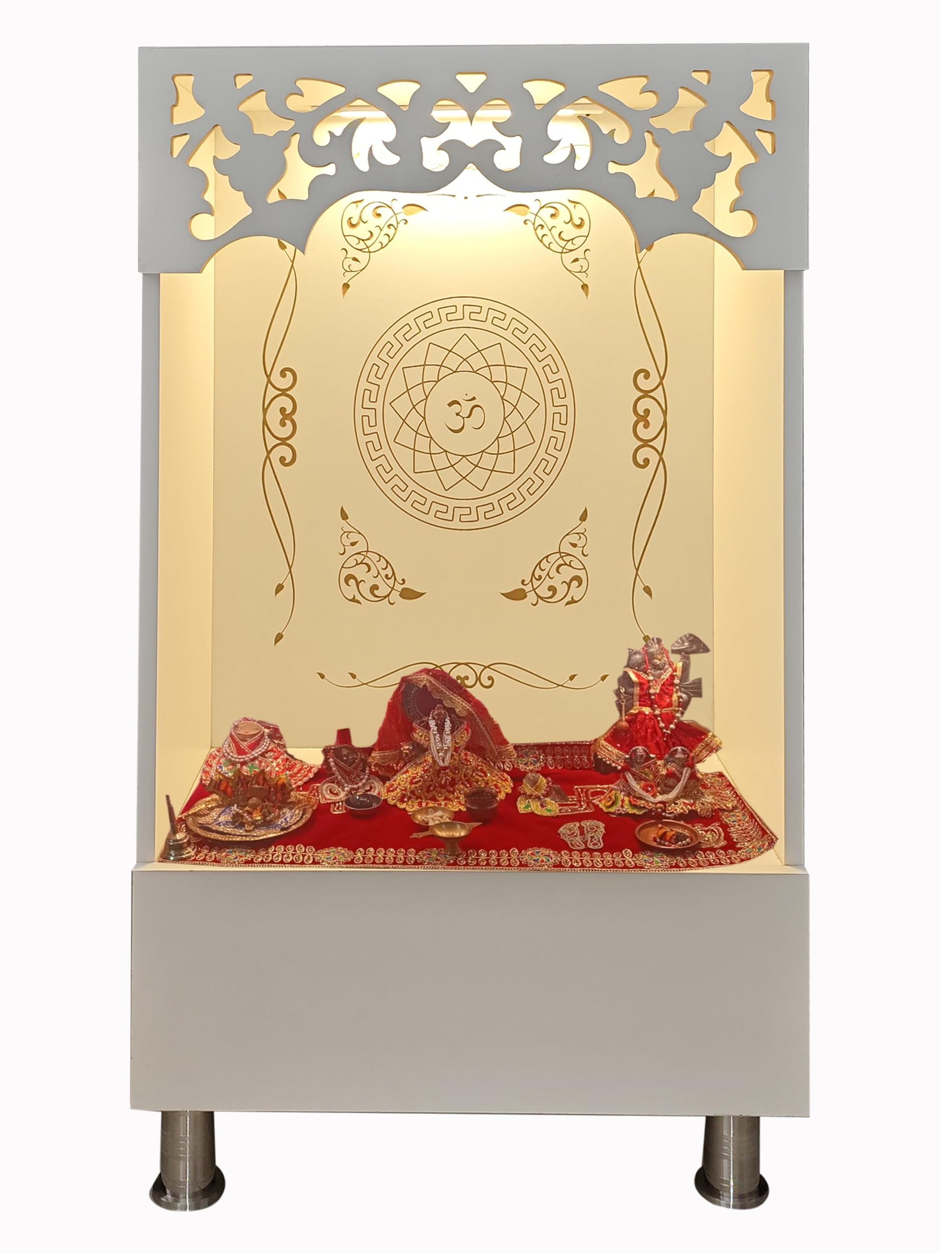 Alpine Willow Medium Size White Designer Temple with LED Lights/Pooja Temple I Temple for Office I Temple for Living Room I Mandir for Home (Ashwini) (B0DH3LXTX1) Amazon Price History, Amazon Price Tracker