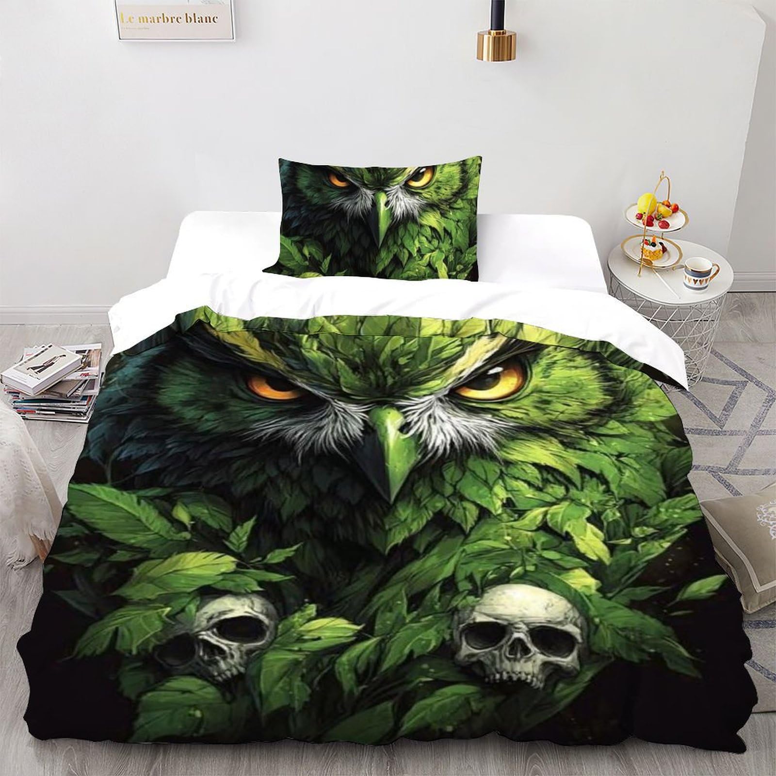 Housse de couette animaux volants 135x200cm pour lit fille avec fermeture éclair