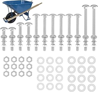 Wheelbarrow Handles Bolts Kit Replacement Wheelbarrow Rebuild 5/16 Stainless Carriage Nuts and Bolts Kit, Furniture Repair,Beds Sofa Table Chairs - 12 Pack