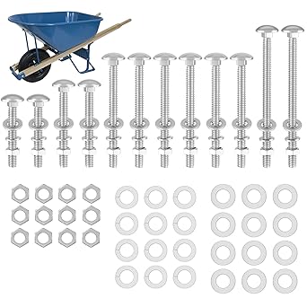 Wheelbarrow Handles Bolts Kit Replacement Wheelbarrow Rebuild 5/16 Stainless Carriage Nuts and Bolts Kit, Furniture Repair,Beds Sofa Table Chairs - 12 Pack