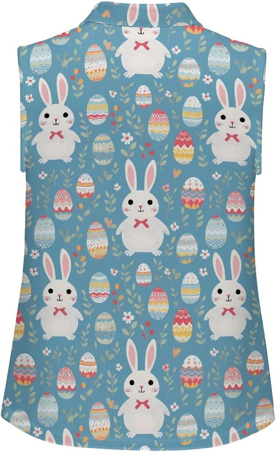 Bunny Rabbits-Easter Eggs Golf Shirts for Women V Neck Tennis Polo Tank Tops Blouses Sleeveless T-Shirts