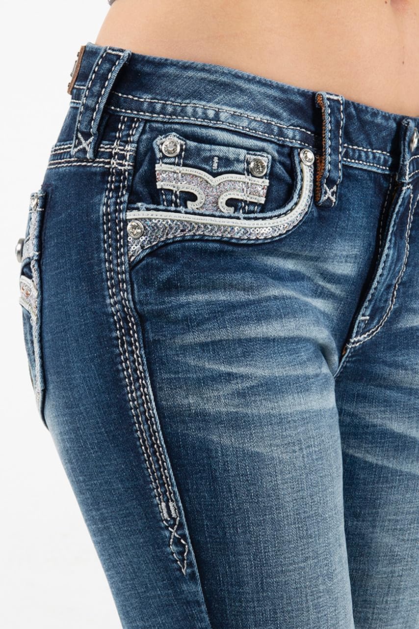 Rock Revival - Womens Shell Pink RP2791B202 Bootcut Jeans, Color Denim, Size: 28