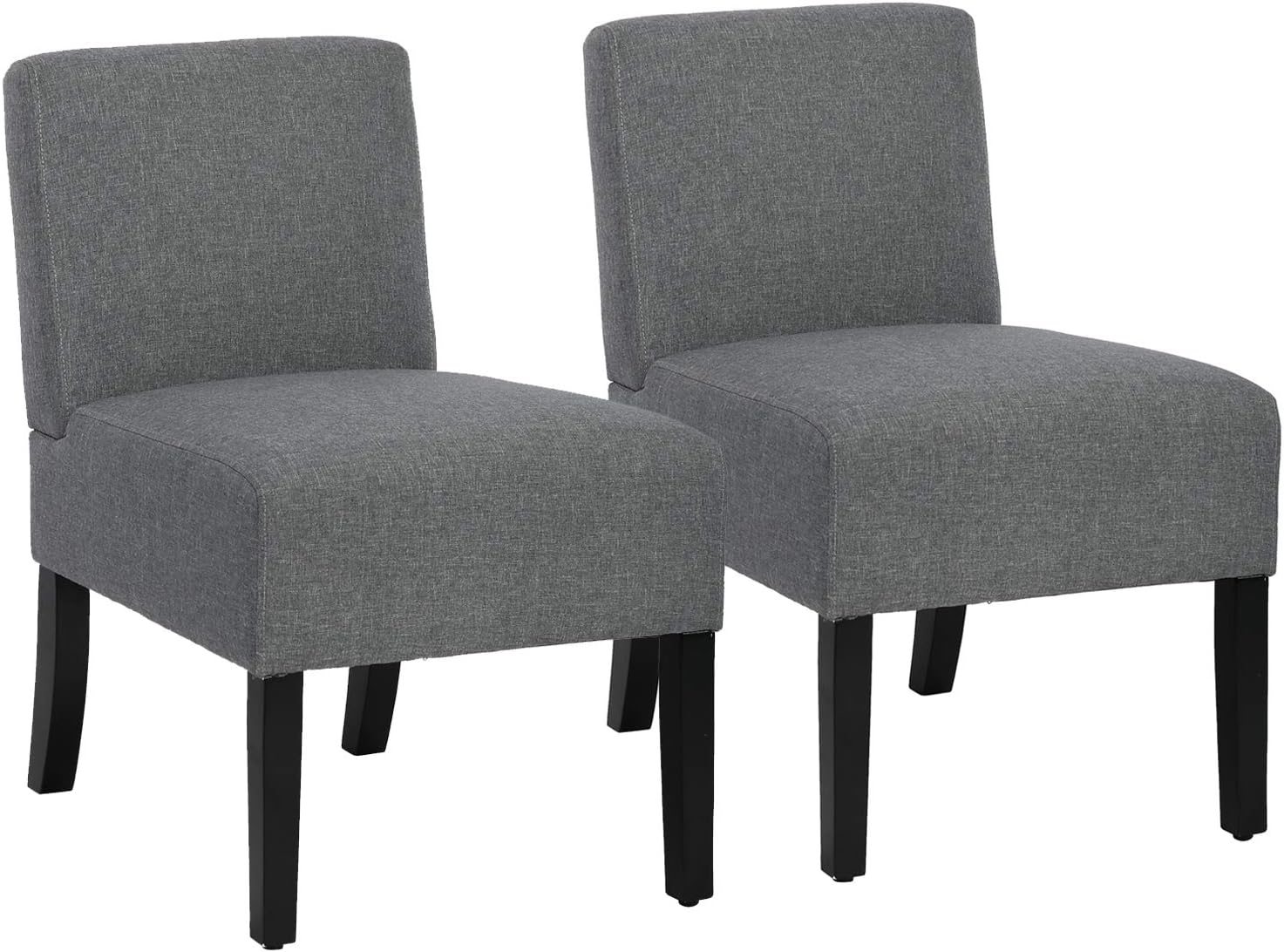 BestMassage Dining Chairs Accent Chair Armless Chair with Solid Wood Legs Home Furniture for Set of 2 Urban Style Modern Elegant Design Fabric Living Room Chairs,Grey