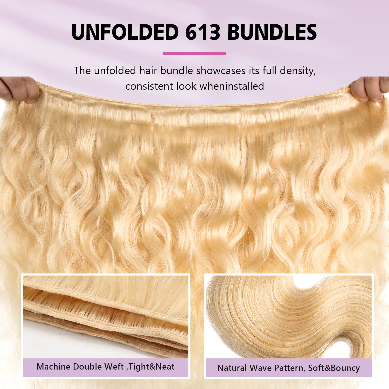 613 Bundles Human Hair Body Wave Single Bundle 20 Inch Blonde Human Hair Bundles 12A Grade 100% Unprocessed Brazilian Virgin Hair Weave 613 Body Wave 100G Machine Double Weft