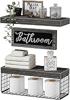 Vista 8 de QEEIG Estantes de baño sobre el inodoro - Almacenamiento de papel montado en la pared, decoración de granja, decoraciones estéticas, letrero