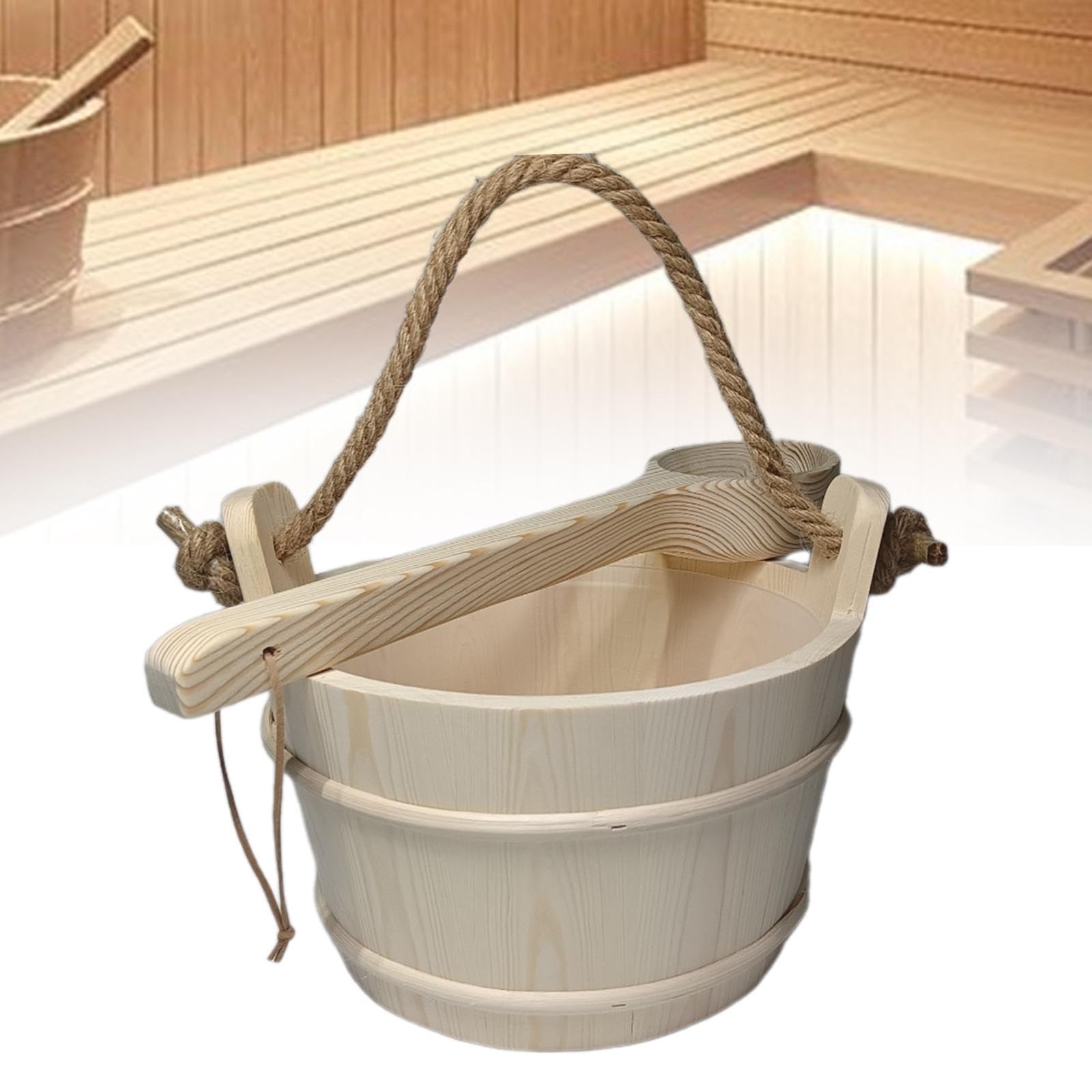 Whtkoph 6L Sauna Bucket and Ladle with Handle Multifunctional Sauna Accessories Storage