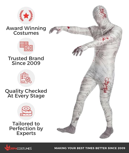 Foto 4 de 6 de Morphsuits Disfraz Momia Adulto, Disfraz Zombie Halloween Hombre, M