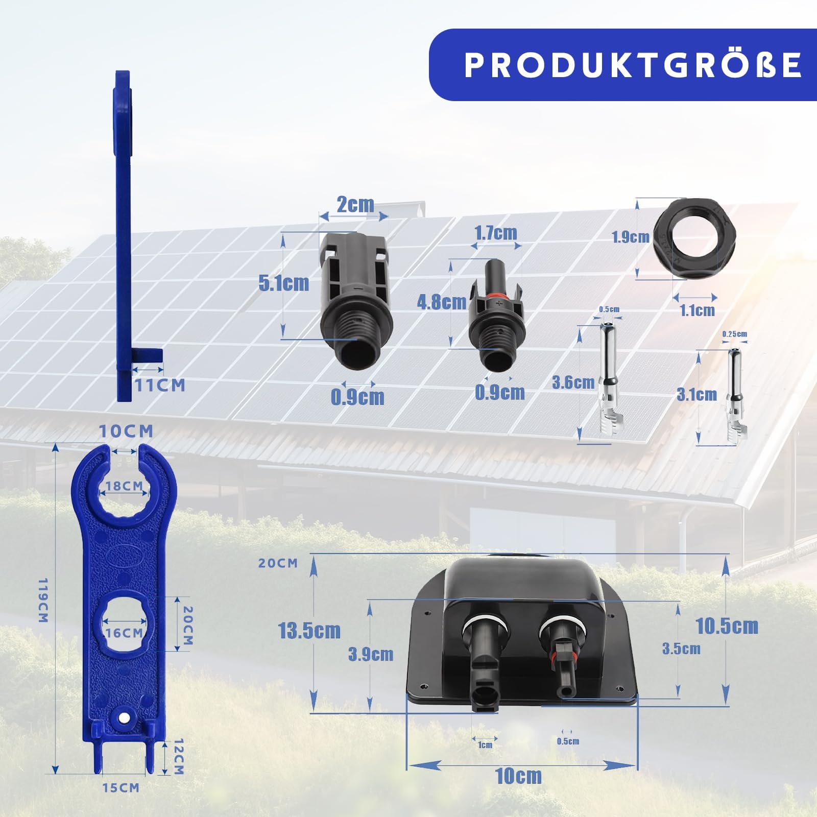 ANBOO Przepust dachowy, do kampera, wodoszczelny, czarny, z podwójnym wejściem kabla, z przyłączem wtykowym MC4 PV, kluczem do płyt solarnych, łodzi, projektu solarnego, 2 szt
