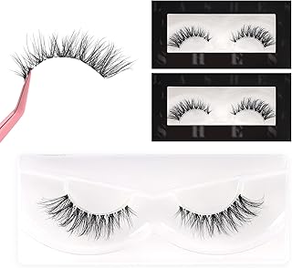 Veleasha Pestañas naturales finas con banda t...