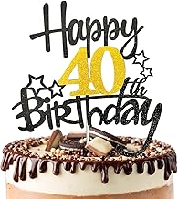 40th birthday cake toppers happy 40th birthday cake topper black and gold cake topper for forty years men women birthday party supplies