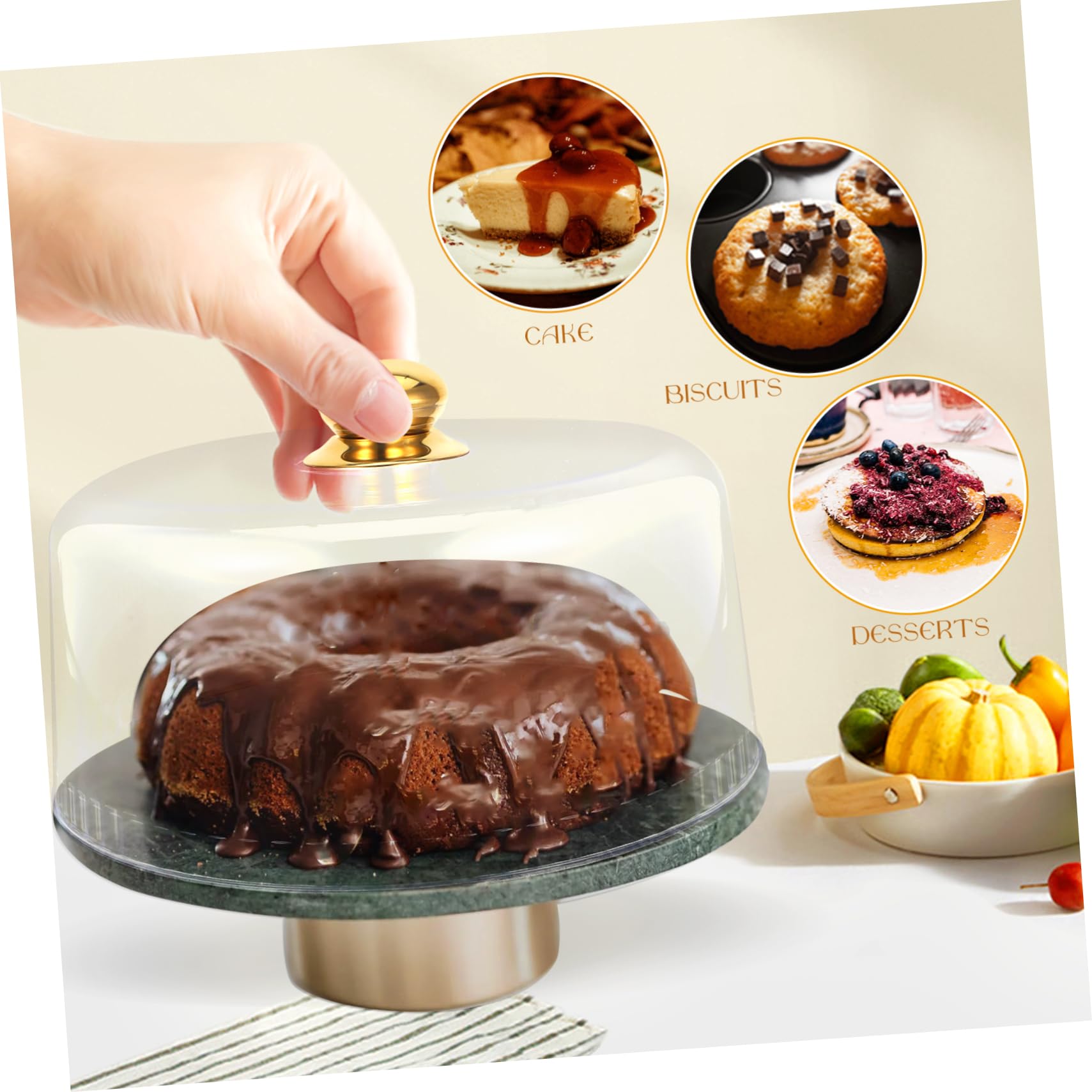 Zerodeko Transparente Tortenabdeckung aus Acryl mit Dome Form für Kuchen Abdeckung Wiederverwendbar und Leicht für Dessertabdeckung bei Hochzeitsparty für Abschlussstimmung