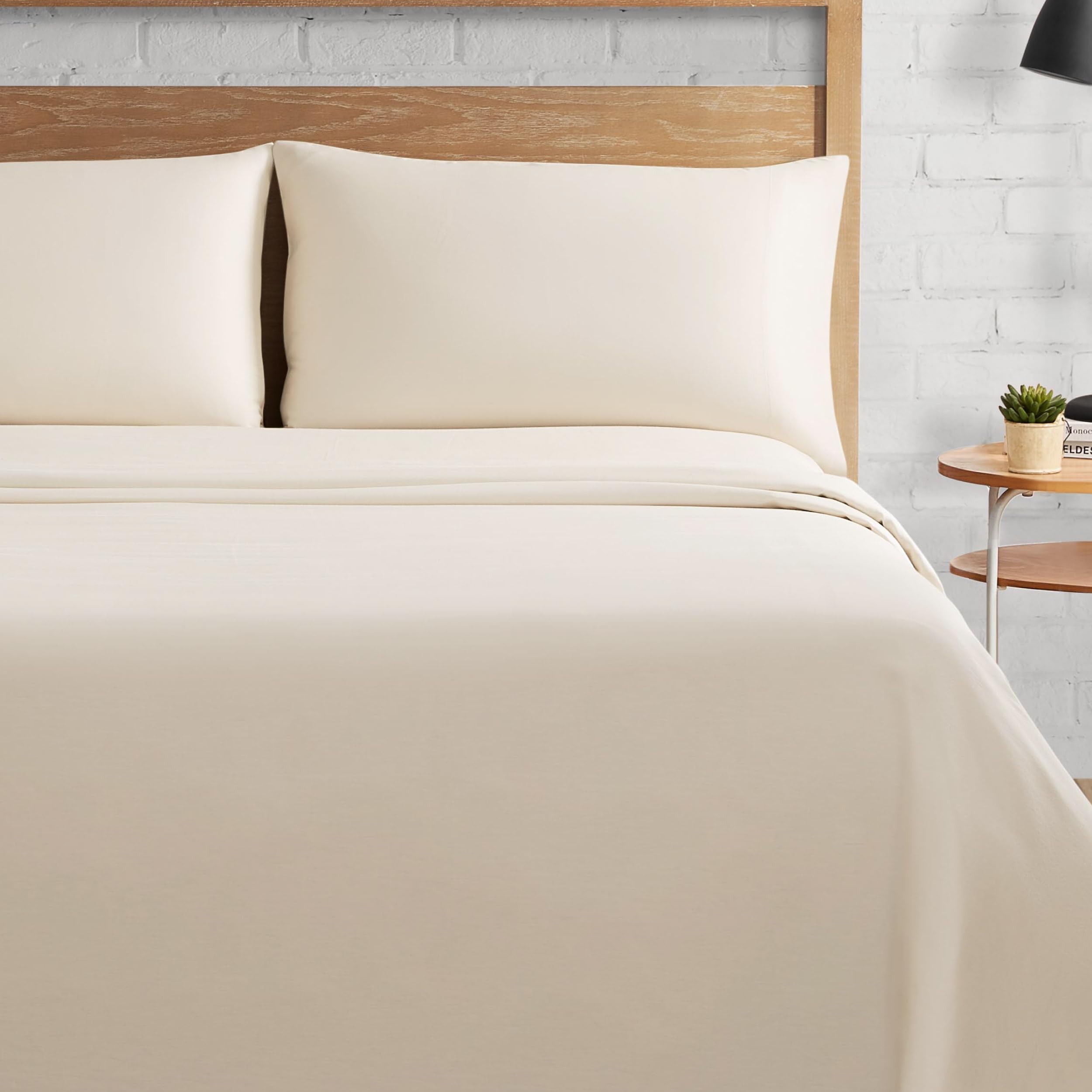 Parure de lit Lucky Brand 4 pièces : l'élégance du satin 100% coton beige pour lit Queen