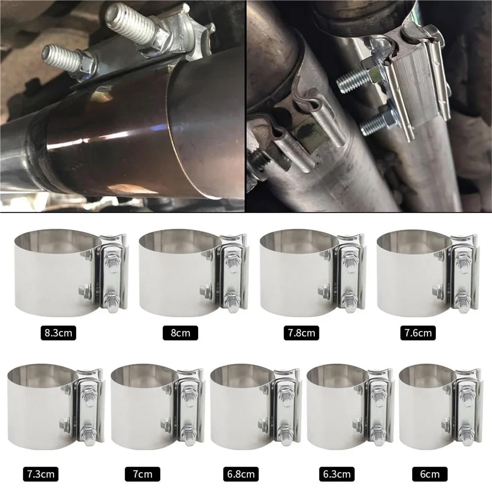 V Band Schelle Universal-Auspuffrohr-Verbindungsring, starke Stahlrohrschelle, Edelstahl-Auspuffstoßverbindungsbandschelle, Autozubehör(40mm)