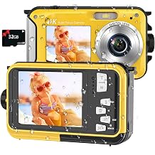 4K Underwater Camera 16FT Waterproof 64MP Dual-Screen with 32GB Card