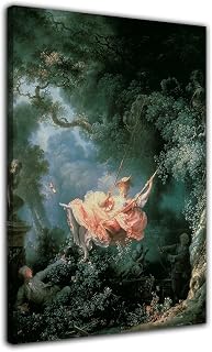 RAOMAAE Jean-Honore Fragonard Oil Painting Poster The Swing Wall Art Picture Print Canvas Painting Modern Home Girls Room Bedroom Decor (16x24inch(40x60cm),Framed)