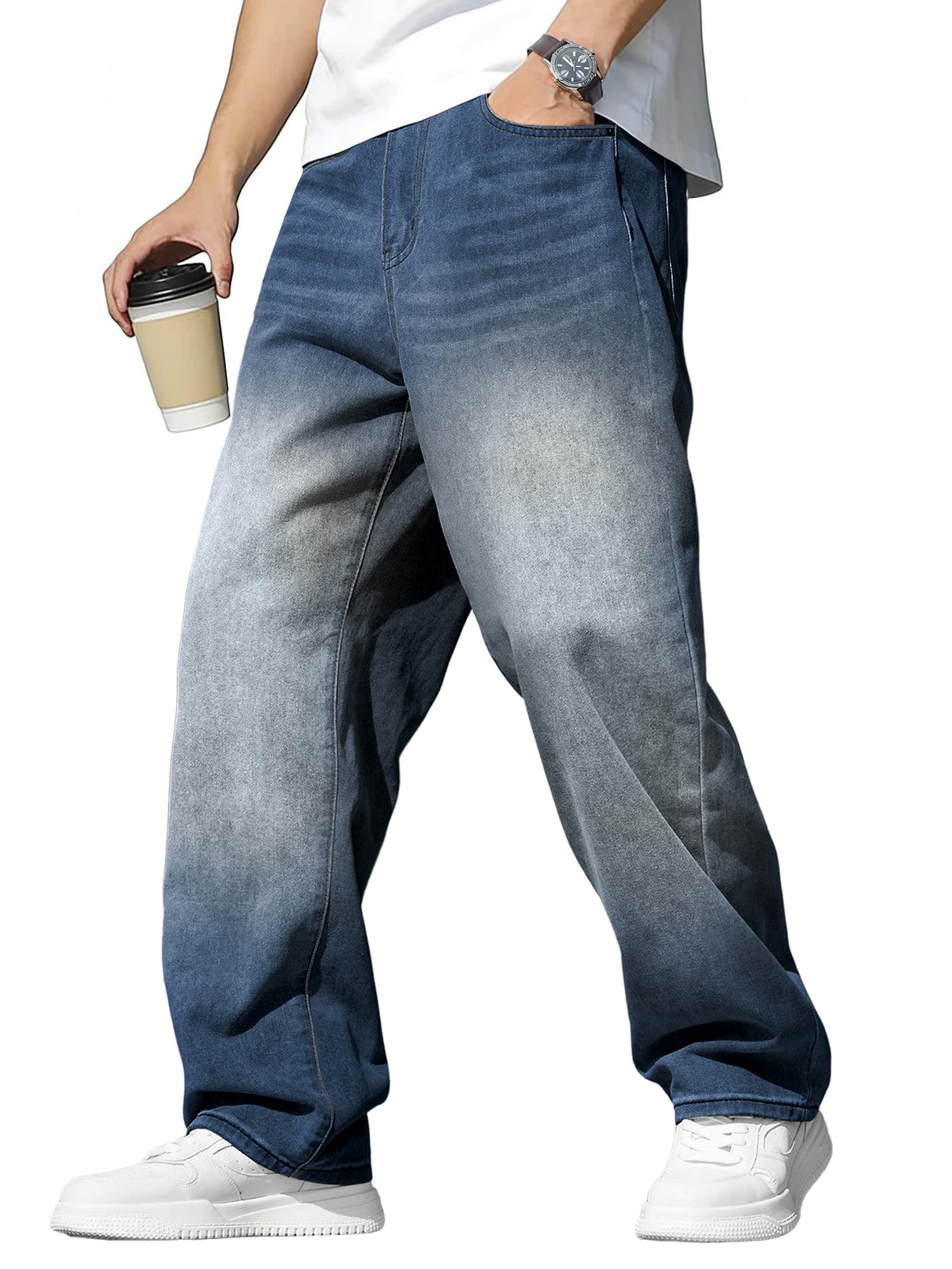 JMIERR Jeans Herren Baggy Weite Jeans Hose Herren Stretch Vintage Y2K Hip Hop Denim Hosen Loose Fit Streetwear Freizeithosen