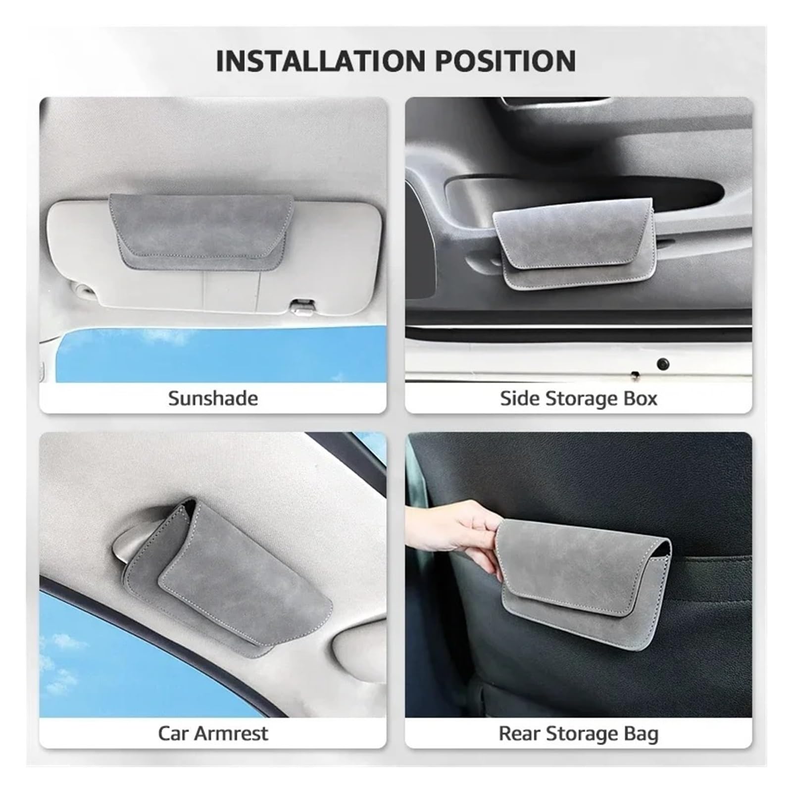 Soporte para Gafas De Sol Coche Estuche para Visera Organizador Almacenamiento Accesorios Interiores Magnéticos Gamuza Estuche para Gafas De Sol Coche(Black)