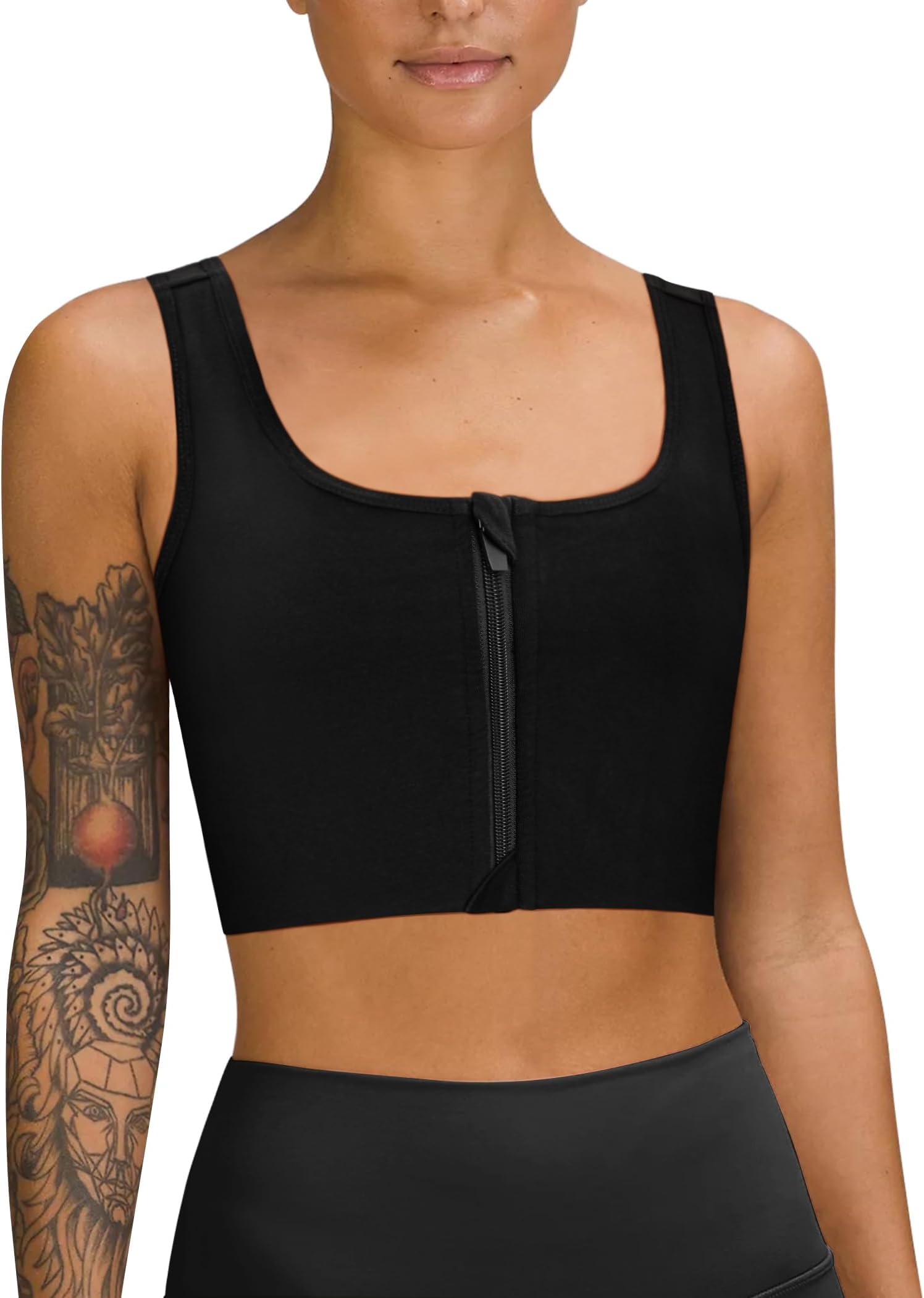 Chest Binder Tomboy Transgender FTM Square Collar with Front Zipper Binder Bra Tank Top