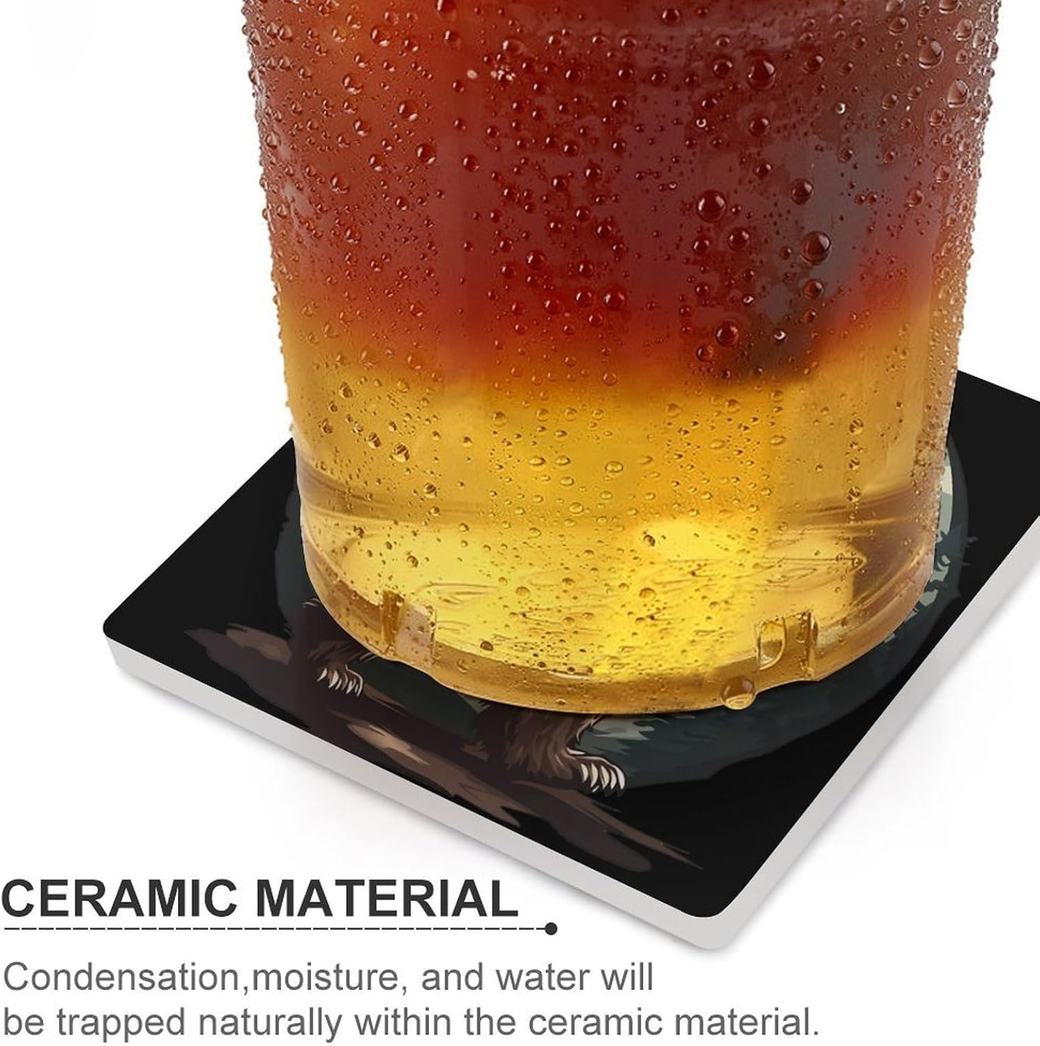 Bigfoot Banjo Ceramic Coasters Square Drinks Coaster Coffee Table Decor Table Coaster for Home Bar