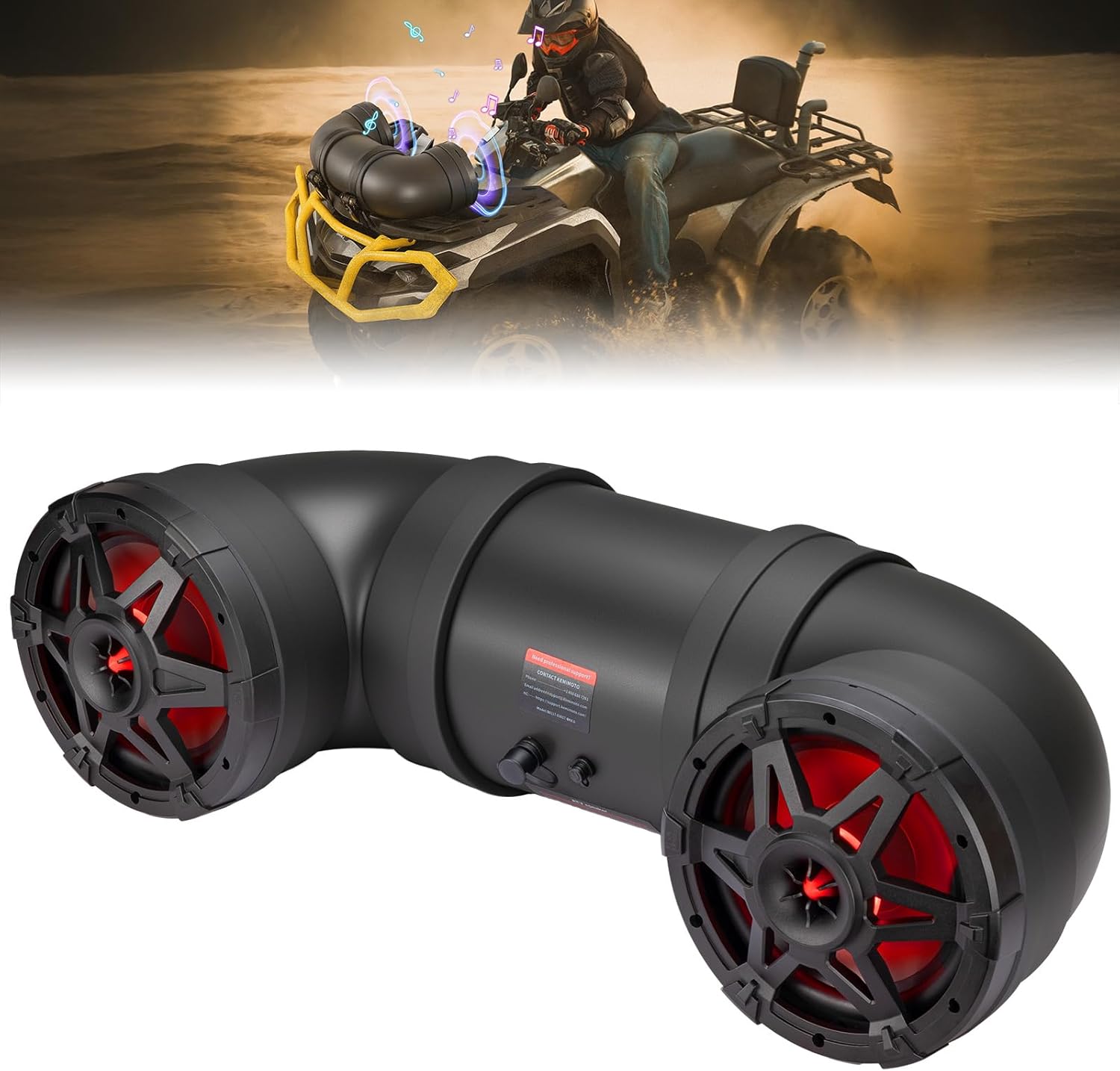 KEMIMOTO ATV Speaker 8 Inch Bluetooth-connectivity ATV UTV Sound Bar w/ 20 RGB Light Modes, 2X Full Range Speakers 2X Tweeters Boat Sound System Compatible with Polaris Sportman Fourtrax Can Am - Image 8