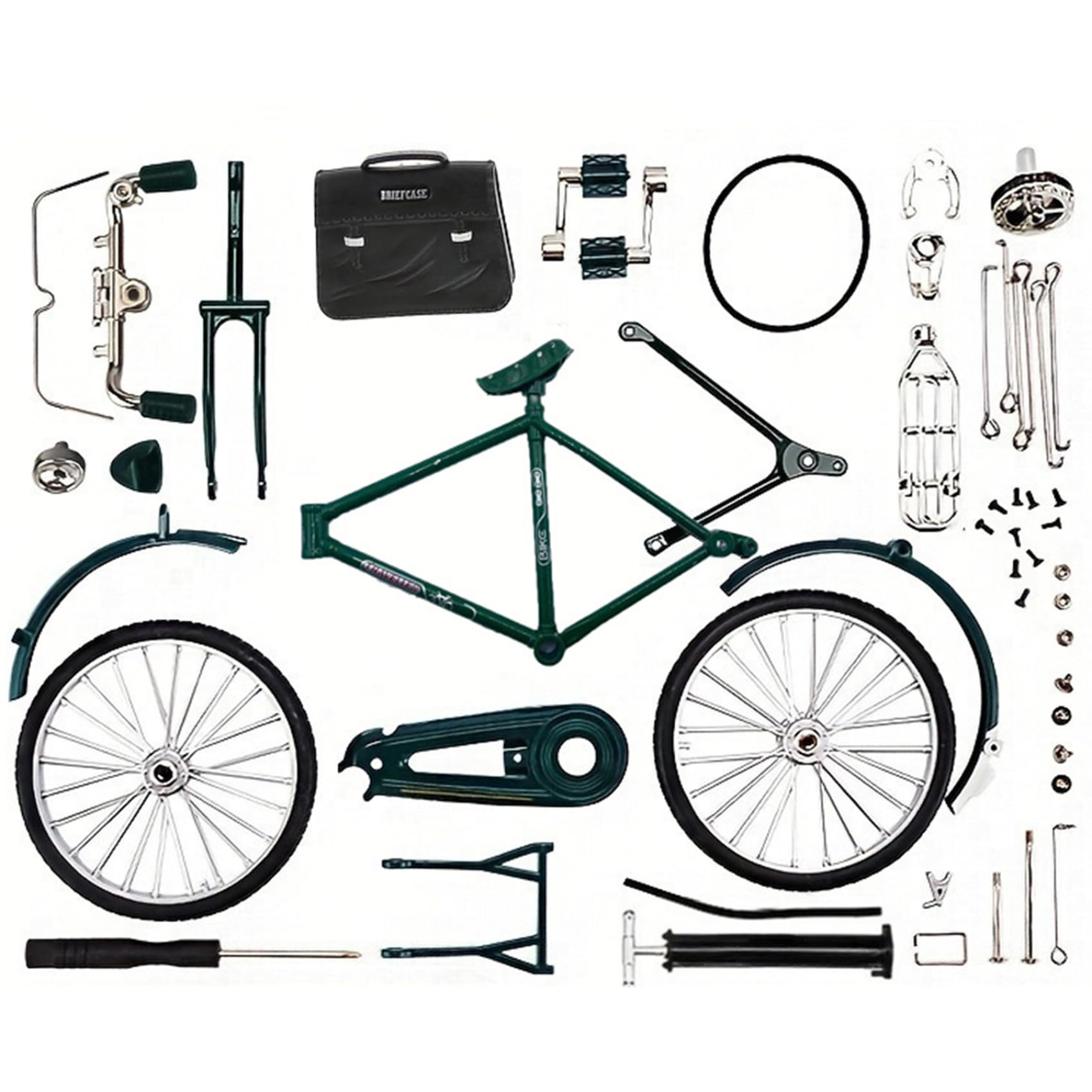 Mini kit de bicicleta DIY de aleación con 52 piezas mecánicas para montar 7