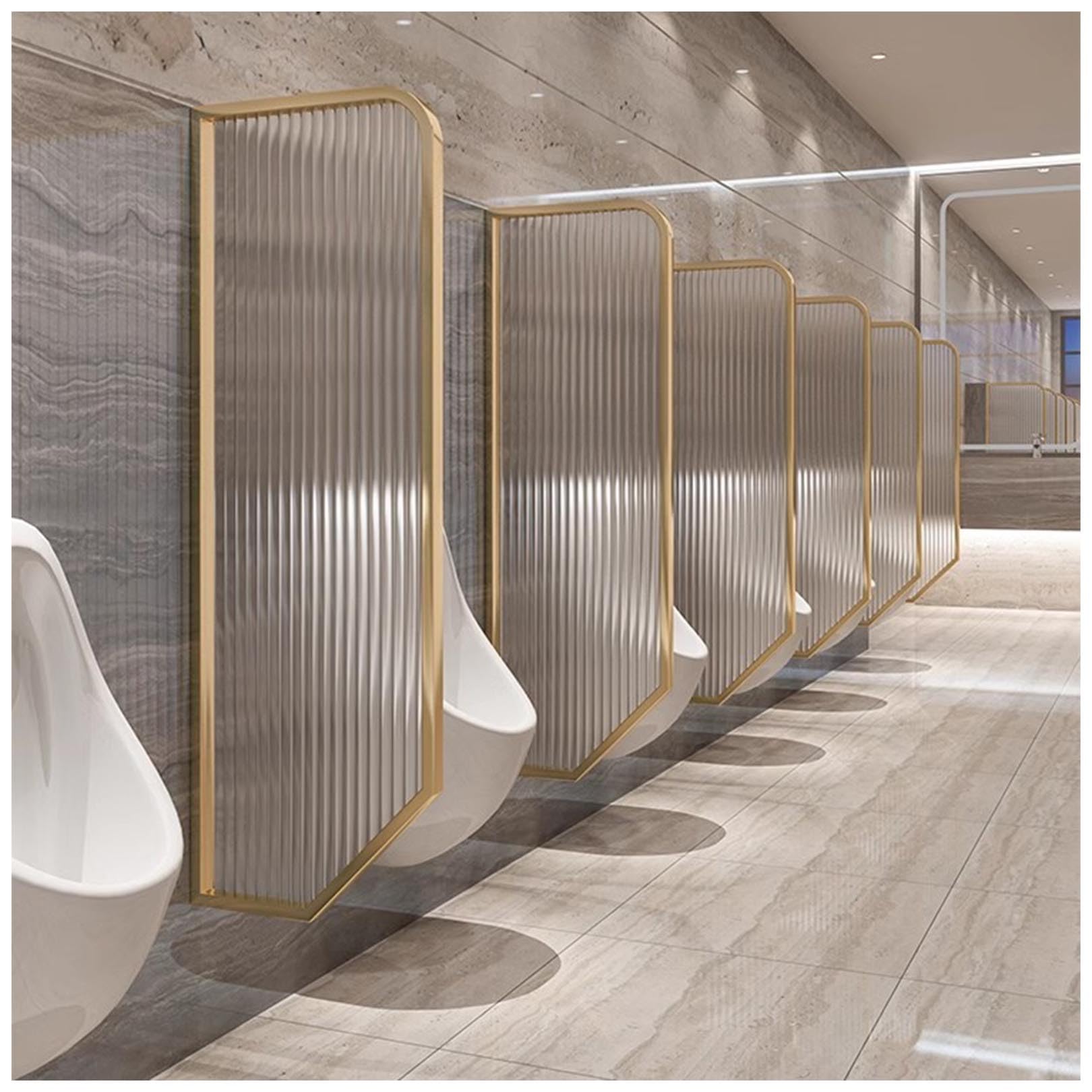 BKSXSOP Wall Mounted Urinal Partition Divider - Men‘s Privacy Screen with Tempered Glass, 3 Pcs Baffle for Shopping Malls & Hotels Durable Stylish Dividers