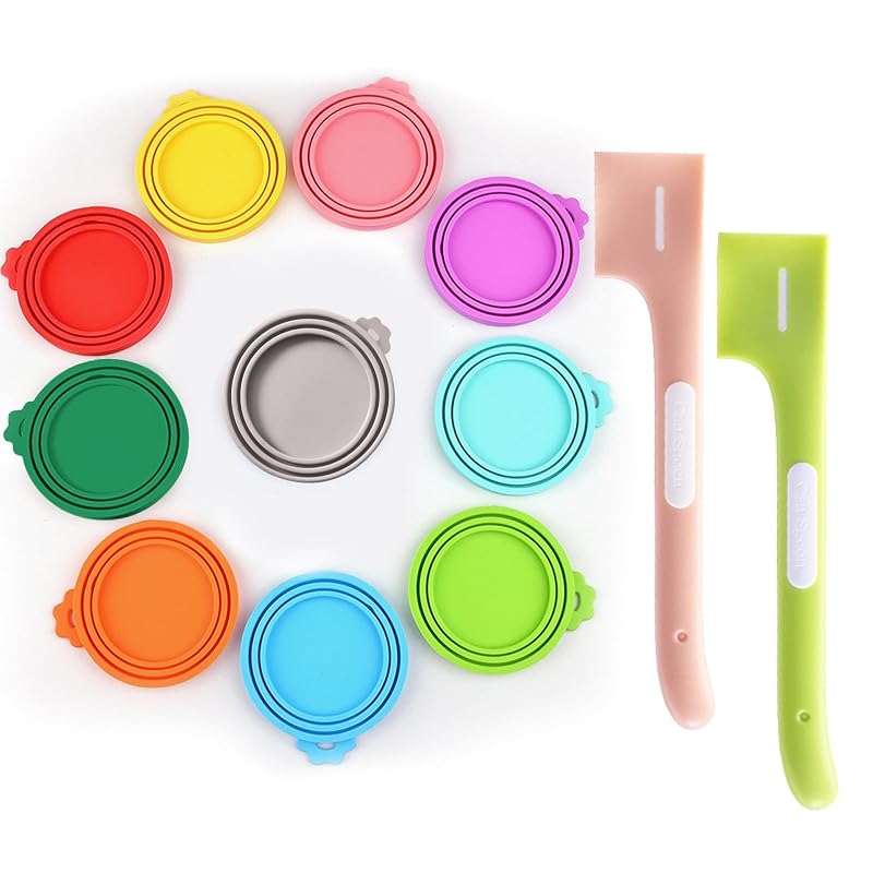 Tampas de silicone para latas de ração úmida com colheres DOSAKEIKO, pacote com 10 tampas e 2 colheres