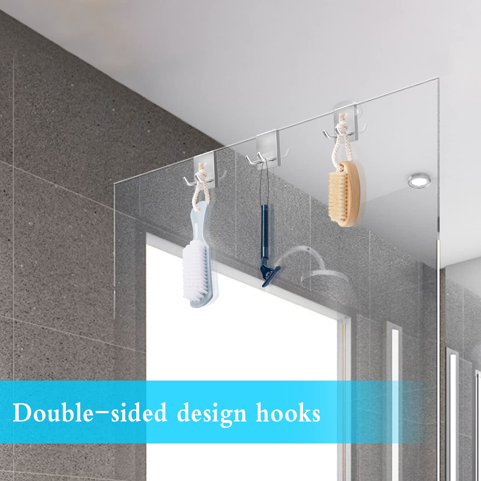 Cimown Ganci Doccia Senza Foratura In Acciaio - Porta Asciugamani Per Vetro Doccia - Foto 9